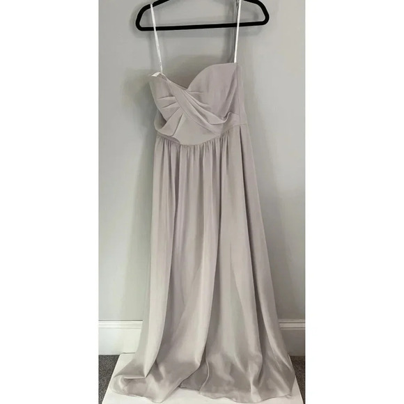 SOCIAL BRIDESMAIDS Strapless Formal Gown Chiffon  Nude Bridesmaid Women’s Sz 8 - Picture 5 of 8